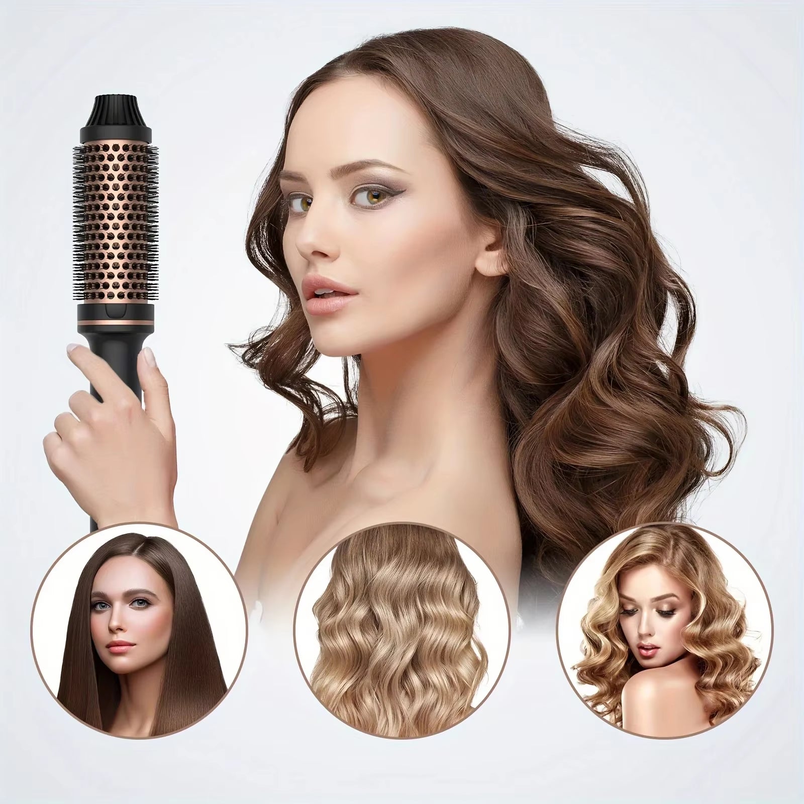 3 in 1 Ionic Hair Curler Straightener Electric Hair Brushes Hot Comb Professional Curling Iron Heated Anti-Scald Thermal Brush